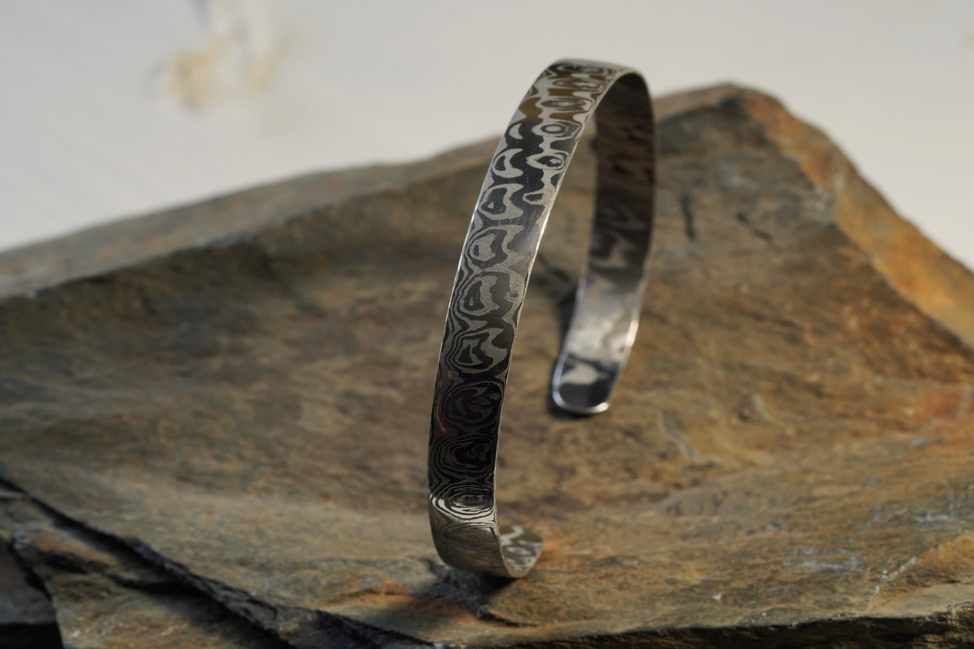 Hand-Forged Damasteel® Open Cuff Bangle