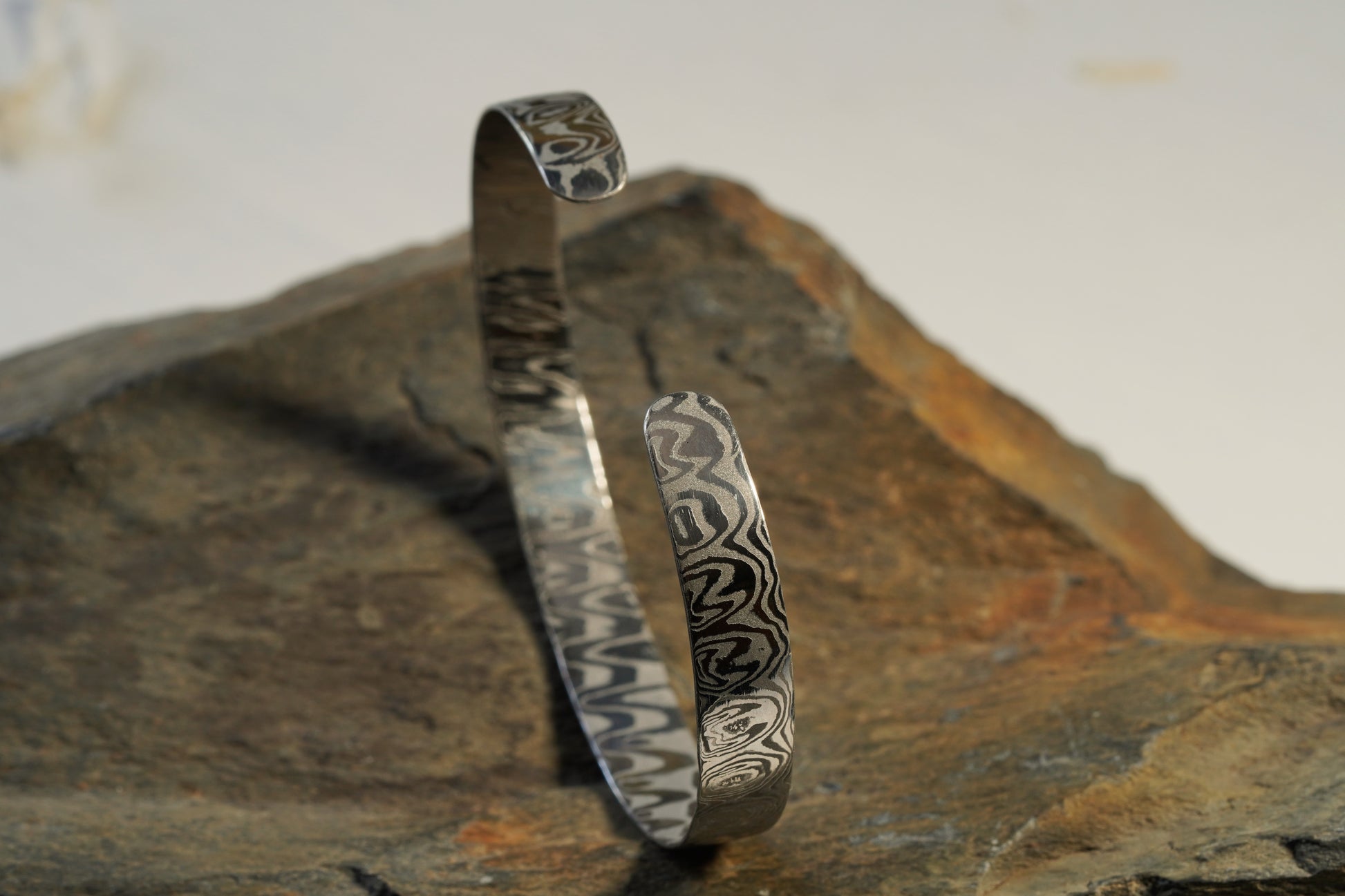 Hand-Forged Damasteel® Open Cuff Bangle