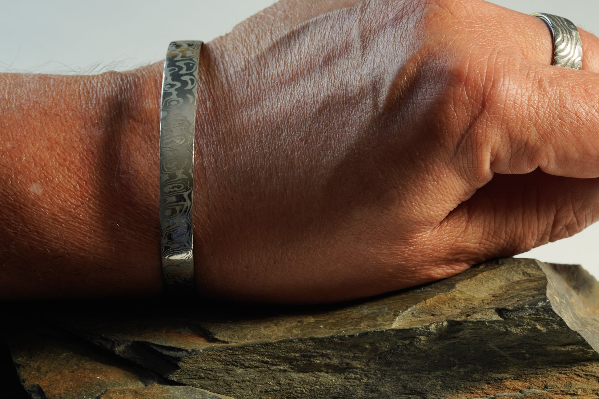 Hand-Forged Damasteel® Open Cuff Bangle