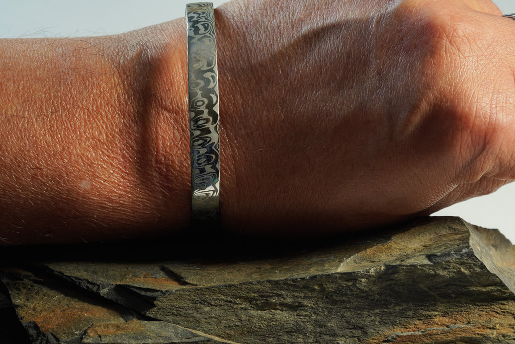 Hand-Forged Damasteel® Open Cuff Bangle