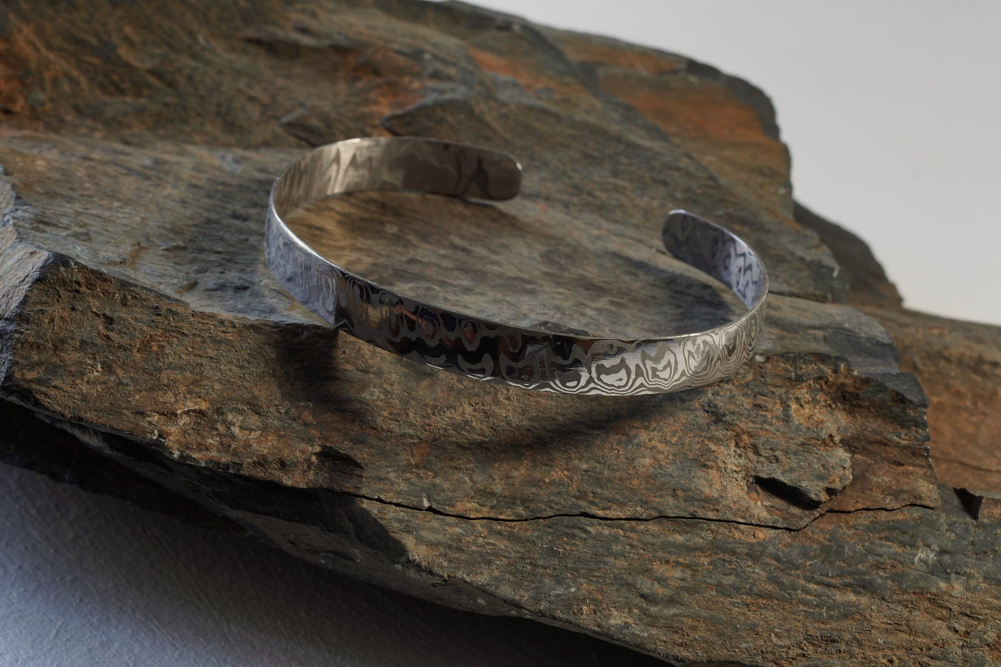 Hand-Forged Damasteel® Open Cuff Bangle