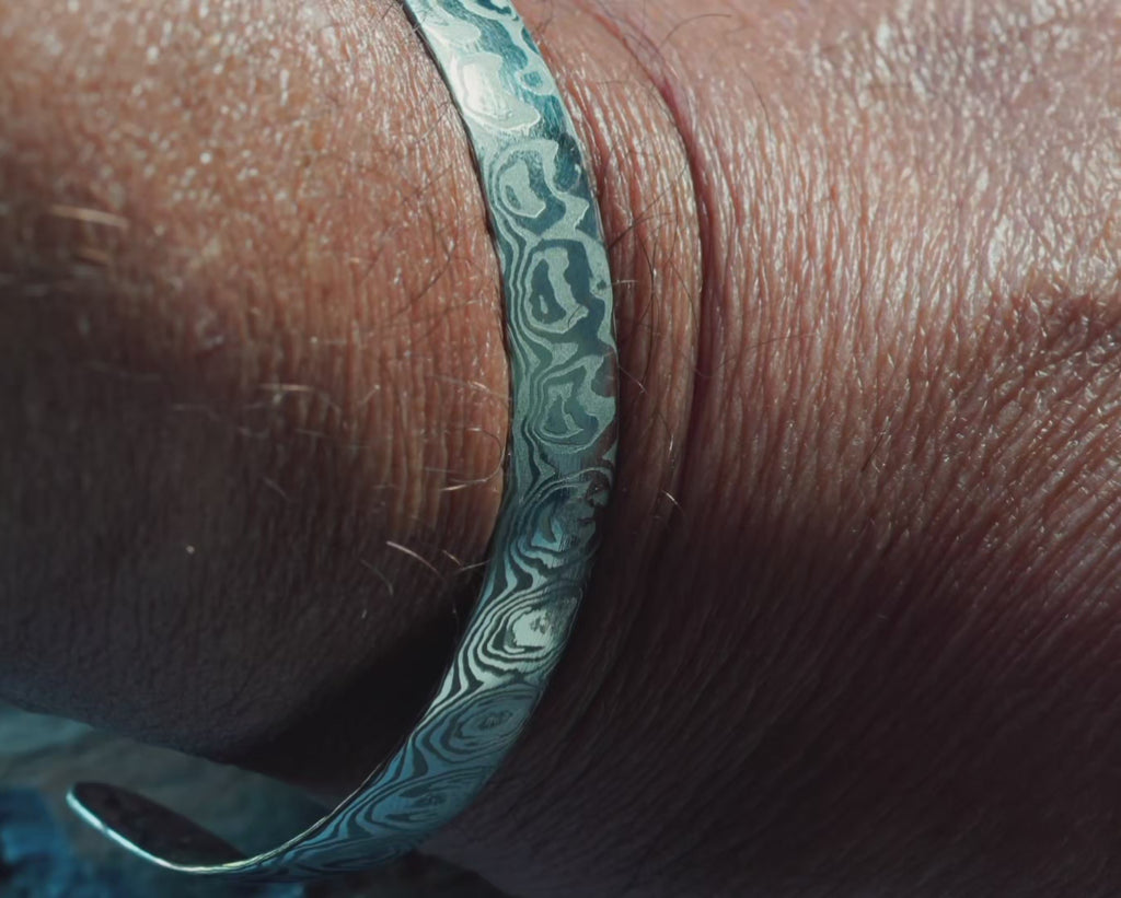 Hand-Forged Damasteel® Open Cuff Bangle